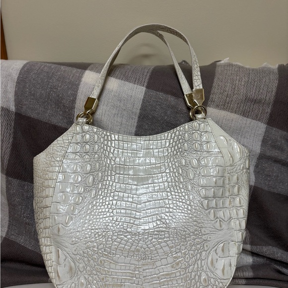 Brahmin White Crocodile-Embossed Shoulder Bag - Picture 2 of 4